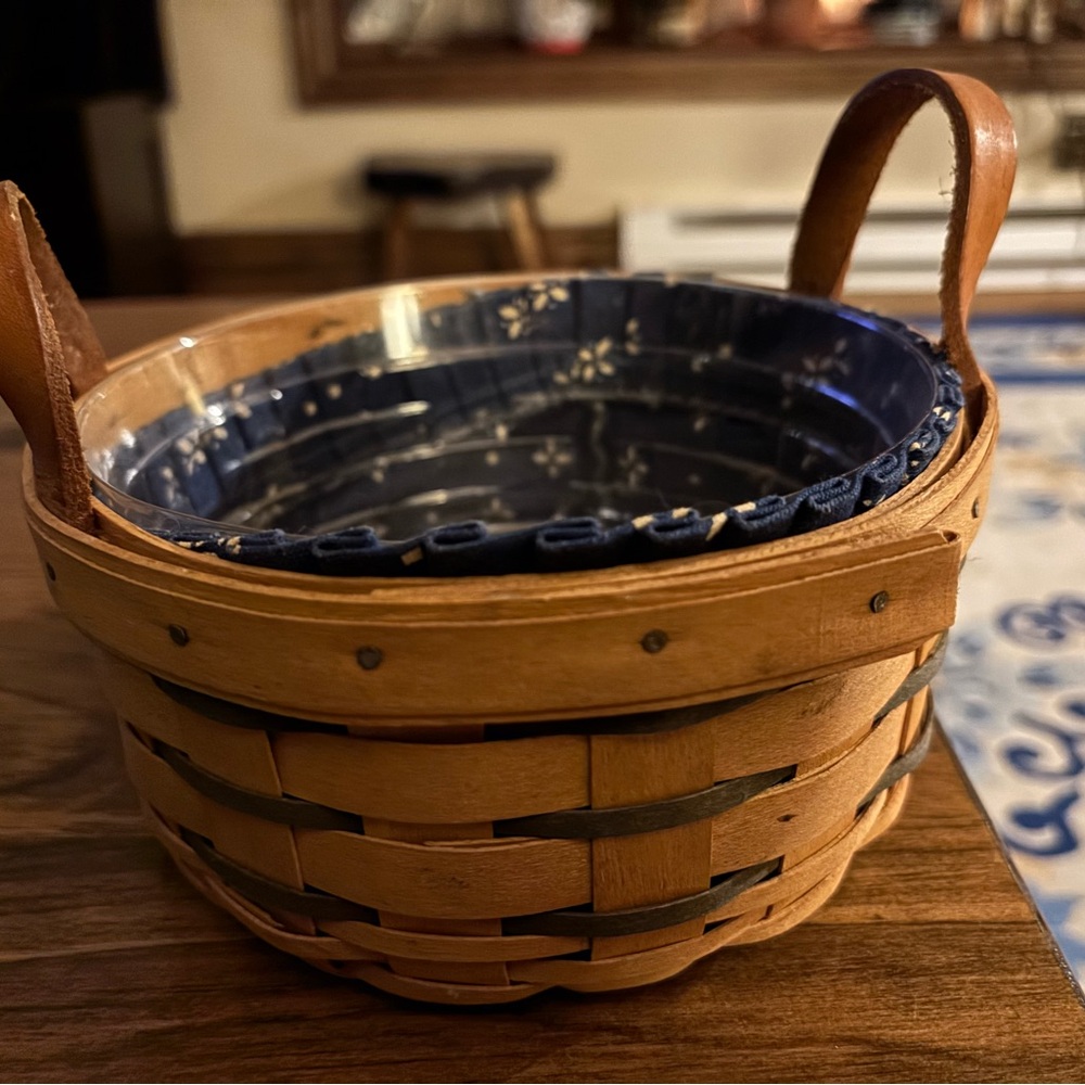 Handcrafted Brown Basket with Blue Liner